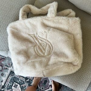 Victoria's Secret Soft Beige Faux Fur Tote